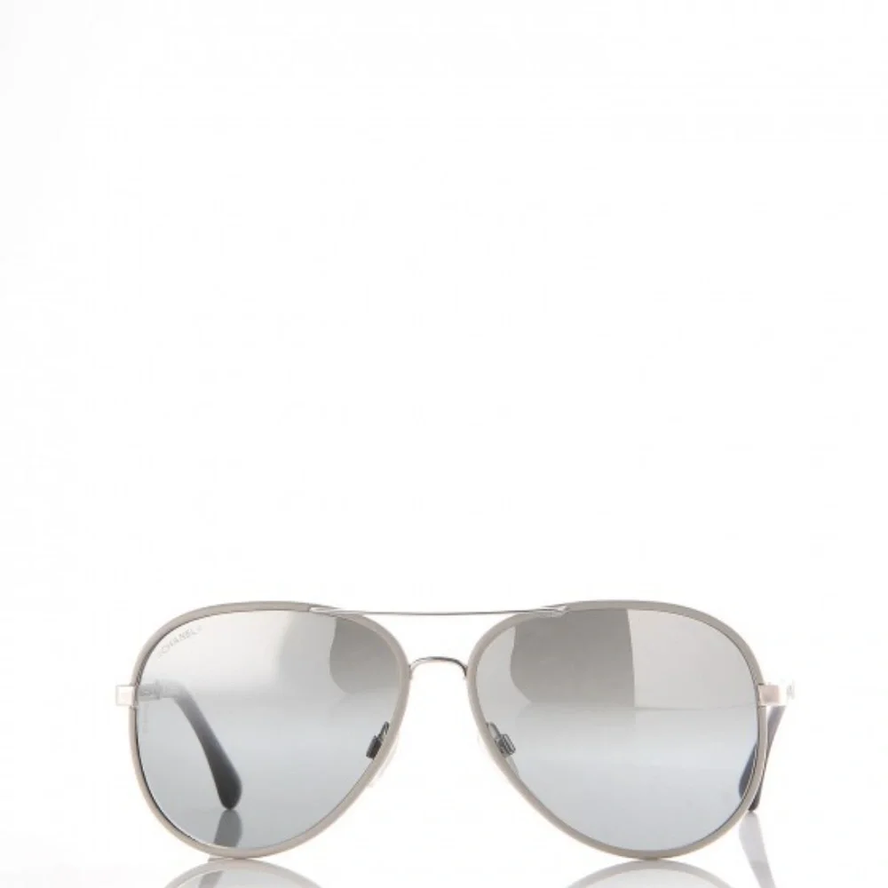 CHANEL Pilot Gray Calfskin Sunglasses 4219-Q